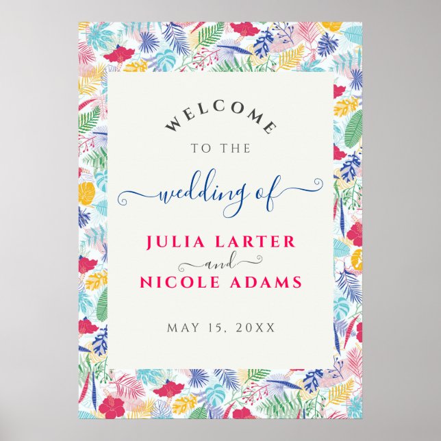Poster Marine Blue Rose Wild Rain Forest Mariage À feuill (Devant)