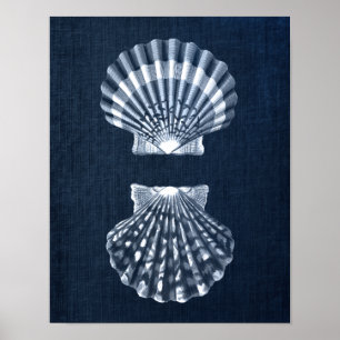 Poster Marine Blue Seashell Imprimer no 9 Décor de mur de