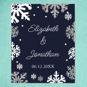 Poster Marine Blue Snowflakes Mariage d'hiver