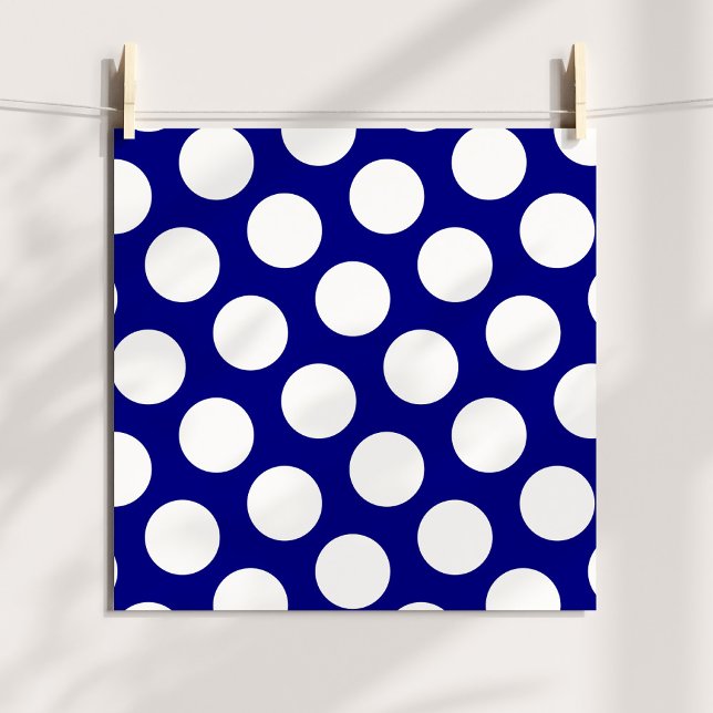 Poster Marine et Pois blancs (Navy and White Polka Dots Poster)