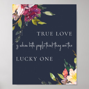 Poster Marine Jaune Blush Bourgogne Floral True Love Luck