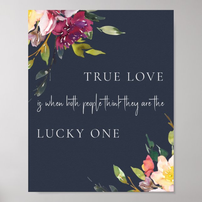Poster Marine Jaune Blush Bourgogne Floral True Love Luck (Devant)