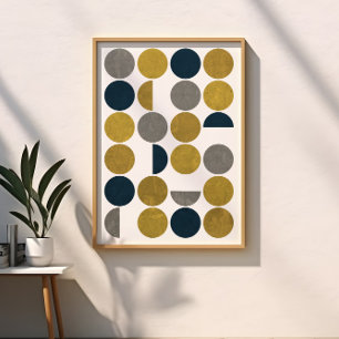 Poster Marine, moutarde, gris, milieu du siècle moderne c