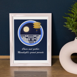Poster Marine Sky- White Moon Window Mid-Autumn Festival