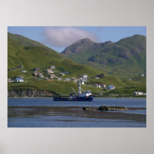 Poster Mariner nordique, Bateau de crabe en port néerland