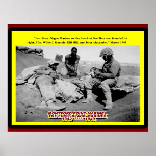 POSTER MARINES 1945 DE NÈGRE D'IWO JIMA