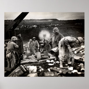 Poster Marines américains 2ème guerre mondiale sur Iwo Ji