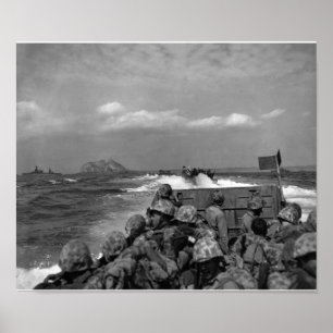 Poster Marines approchant Iwo Jima - 2ÈME GUERRE MONDIALE