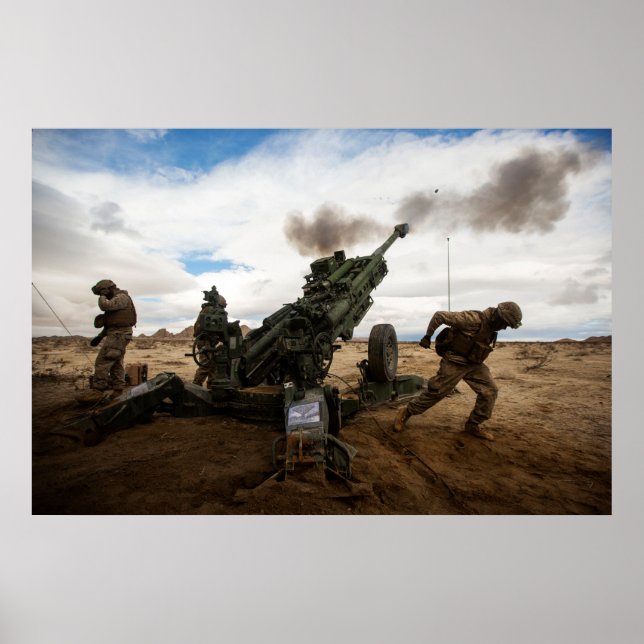 Poster Marines Fire a M777-A2 Howitzer (Devant)