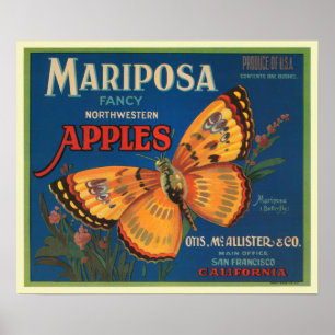Poster Mariposa Pommes Fruit Étiquette