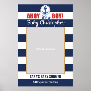 Poster Maritime Ahoy C'est un garçon Baby Shower Accessoi