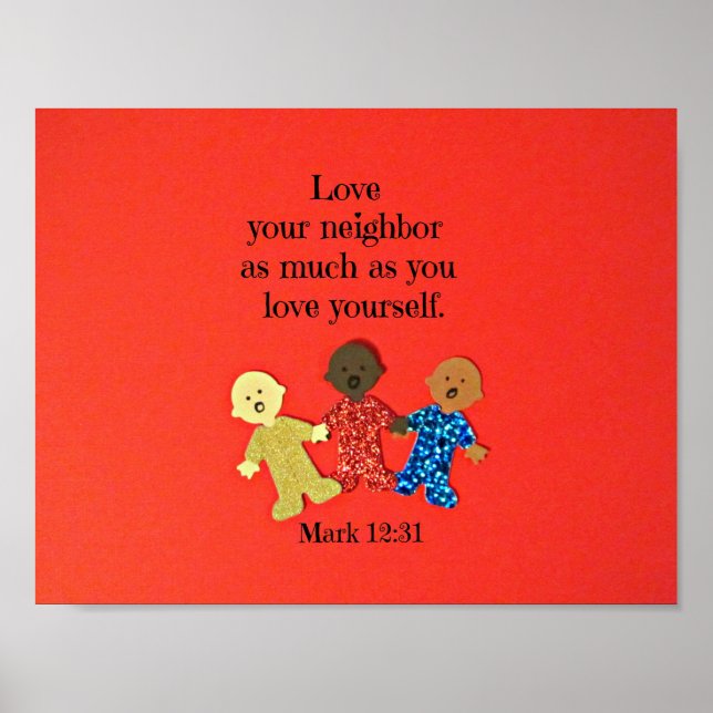 Poster Mark 12:31 Aimez votre voisin autant que vous aime (Devant)