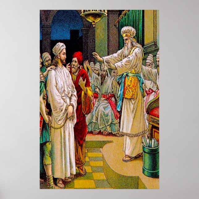 Poster Mark 14:53-65 Jésus devant le Prêtre en chef affic (Devant)