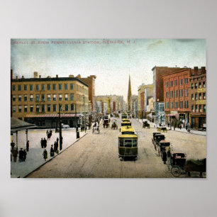 Poster Market St., Newark NJ 1909 Vintage