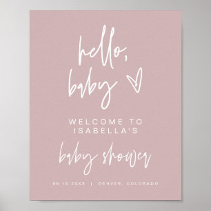 Poster MarLO Boho Dusty Baby shower Rose Bienvenue