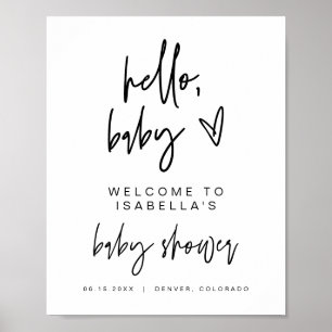 Poster MARLO Bold Baby shower contemporain Bienvenue