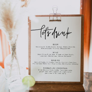 Poster MARLO Bold Contemporary Menu de Bar Let's Drink  A