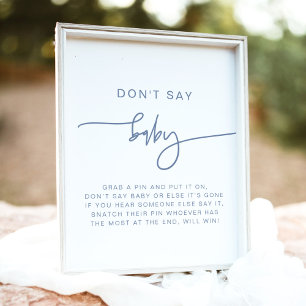 Poster MARLO Modern Boho Dusty Blue Ne pas dire Baby Sign