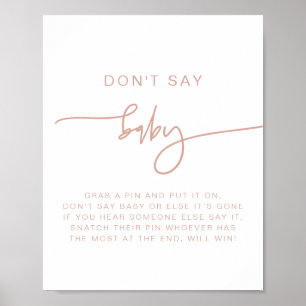 Poster MARLO Moderne Boho Blush Pink Ne pas dire Bébé Sig