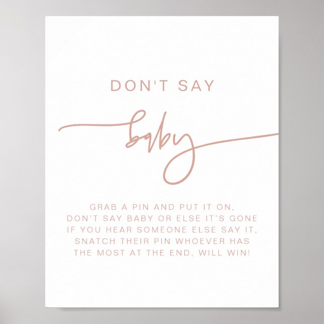 Poster MARLO Moderne Boho Blush Pink Ne pas dire Bébé Sig (Devant)
