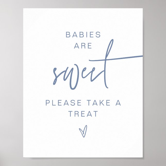 Poster MARLO Moderne Boho Dusty Bleu Bébés sont doux sign (Devant)