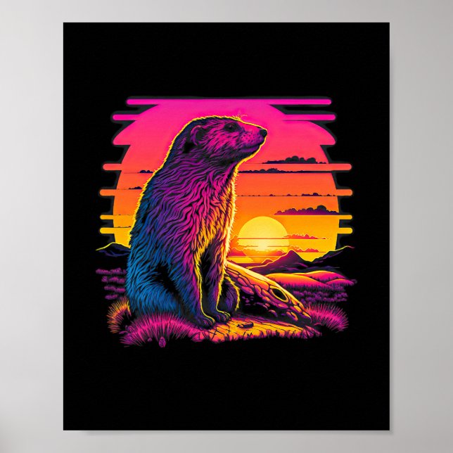 Poster Marmotte esthétique rétro 45 (Devant)