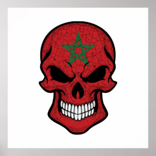 Poster Maroc Drapeau crâne souriant