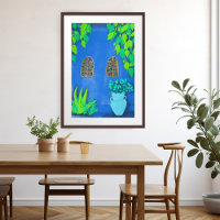 Maroc Jardin Murs Bleus Art Plante