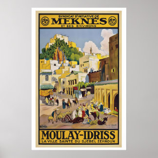 Poster Maroc Moulay Idriss la ville sainte de Djebel