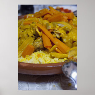 Poster Maroc, Tétouan. Menu traditionnel marocain de