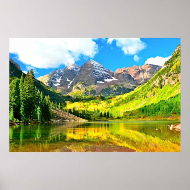 Poster Maroon Bells, Aspen, Colorado Paysage d'été (Devant)