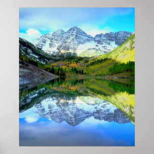 Poster Maroon Bells se reflétant dans le lac Maroon