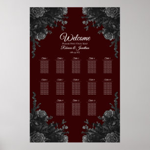 Poster Maroon Black Grey Rose Gothique Mariage Siège
