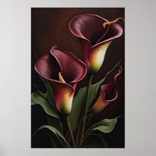 Poster Maroon Calla Lilies Lily Flower Art Imprimer Poste