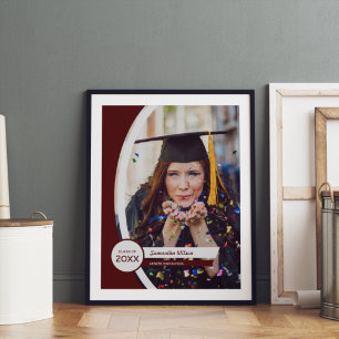 Poster Maroon Courbé Frame Photo Graduation