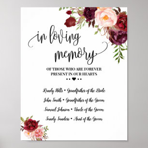 Poster Marque de mariage marsala en souvenir affectueux