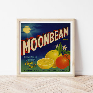 Poster Marque Moonbeam   Étiquette Citrus vintage