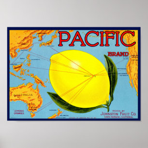 Poster Marque Pacifique conditionnée par Johnston Fruit C