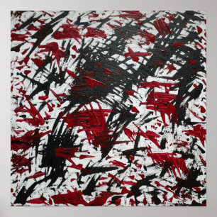 Poster Marques abstraites en noir et rouge