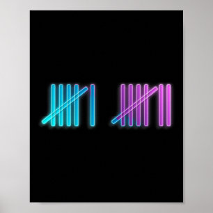 Poster Marques de pointage colorées Compter 67 Meme Argot