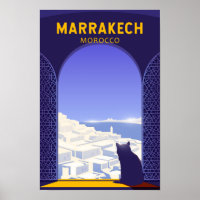 Marrakech Maroc Cat Retro