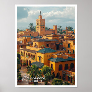 Poster Marrakech Maroc ville top vue magnifique place
