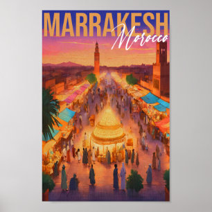 Poster Marrakech Maroc Vintage voyage Tourisme Souvenir