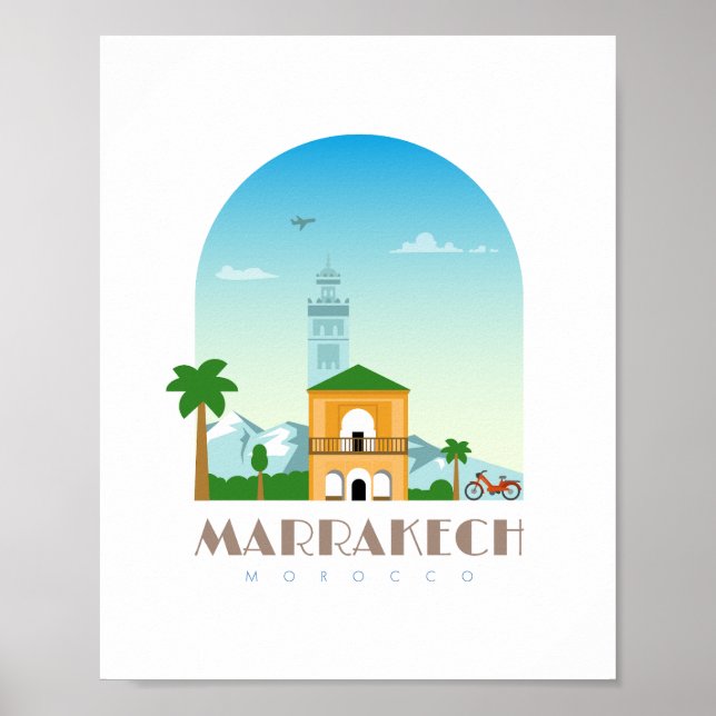 Poster Marrakech ville Maroc Skyline (Devant)