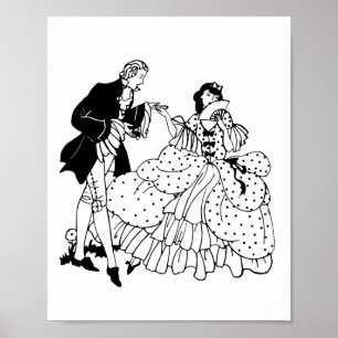 Poster Marry Me Victorian Couple Silhouette Art