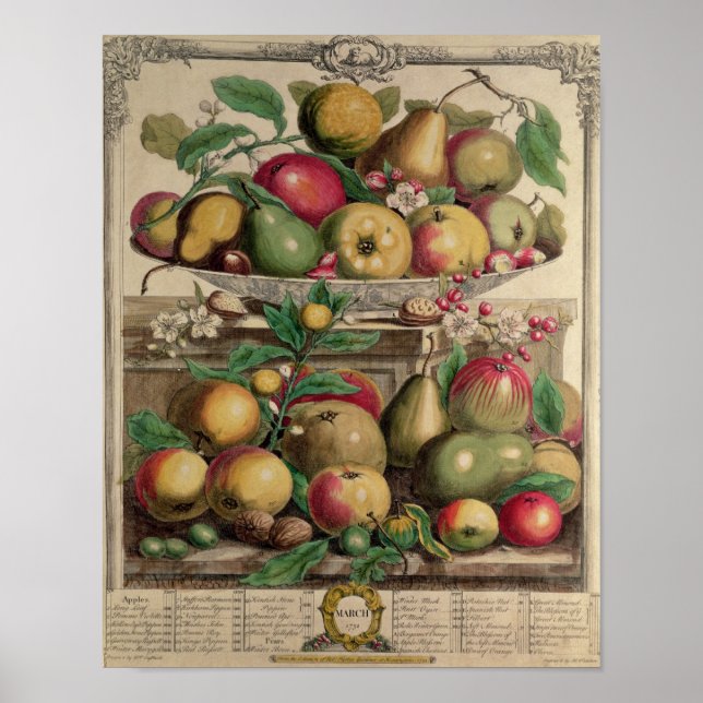 Poster Mars, à partir de "Douze mois de fruits" (Devant)
