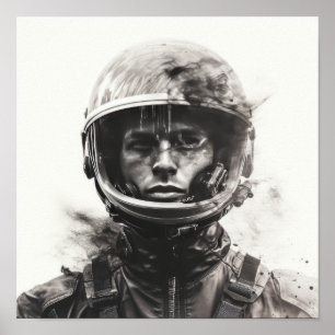 Poster Mars Double exposition Photographie Charcoal Style