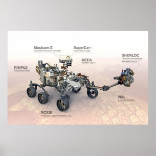 Poster Mars La Persévérance Rover Avec Instruments