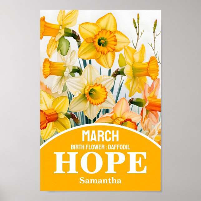 Poster Mars Mois de naissance Fleur Christian Mur Art (Devant)