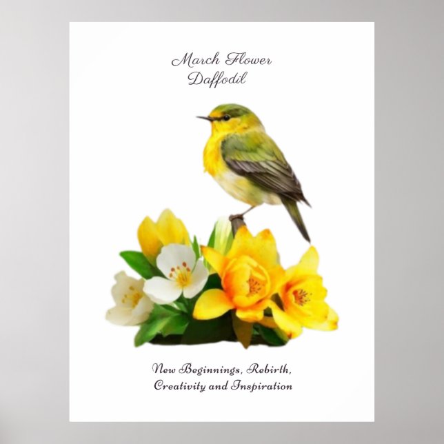 Poster Mars Mois de naissance Fleur vibrante Cadeau d'ann (Devant)